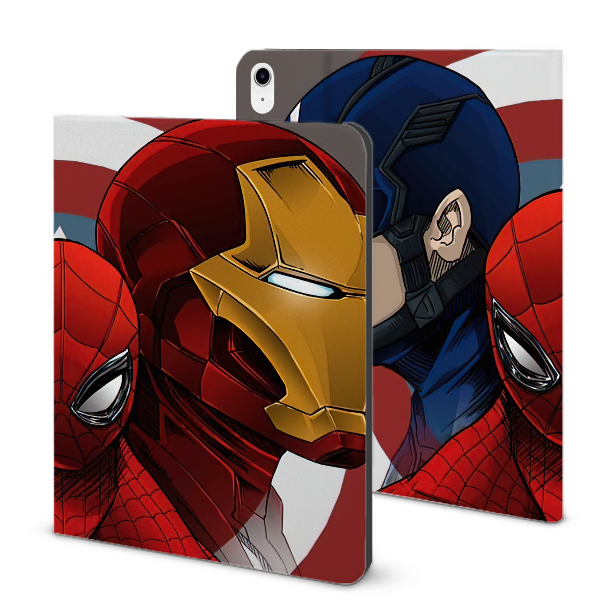 （画像用） アベンジャーズ The Avengers IPad ケース ブック型 PUレザー TPU 耐衝撃 軽量 薄型 ペン収納なし 全面保護 IPad 各モデル対応